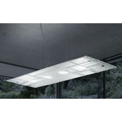 SAN MARCO SOSPENSIONE IN VETRO CM 96X35 CON DECORO FOGLIA ORO,ARGENTO O BIANCO MADE IN ITALY Familamp - Cristalensi Shop Online