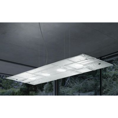 SAN MARCO SOSPENSIONE IN VETRO CM 96X35 CON DECORO FOGLIA ORO,ARGENTO O BIANCO MADE IN ITALY Familamp - Cristalensi Shop Online