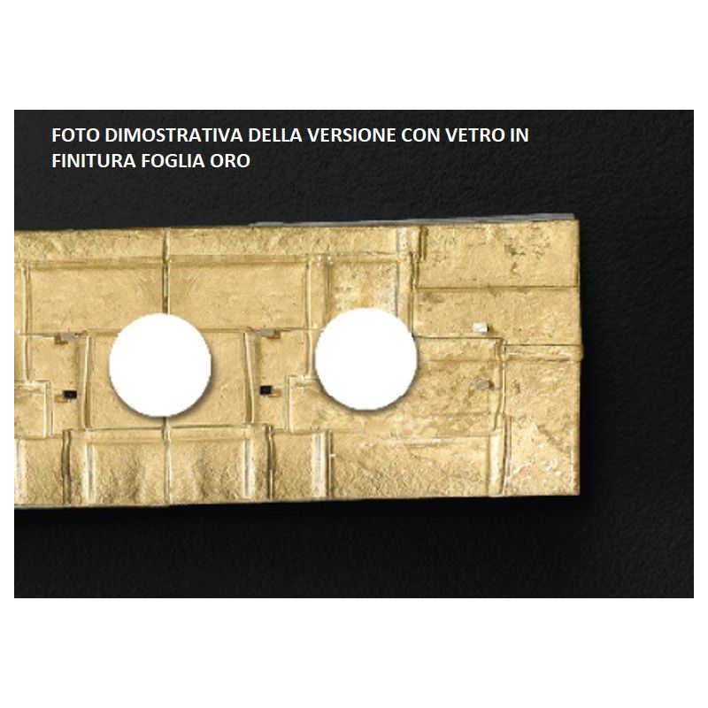 SAN MARCO SOSPENSIONE IN VETRO CM 96X35 CON DECORO FOGLIA ORO,ARGENTO O BIANCO MADE IN ITALY Familamp - Cristalensi Shop Online