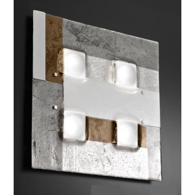 RIALTO PLAFONIERA MODERNA CM 58X58 IN VETRO FUSO CON MIX DI COLORI MADE IN ITALY Familamp - Cristalensi Shop Online