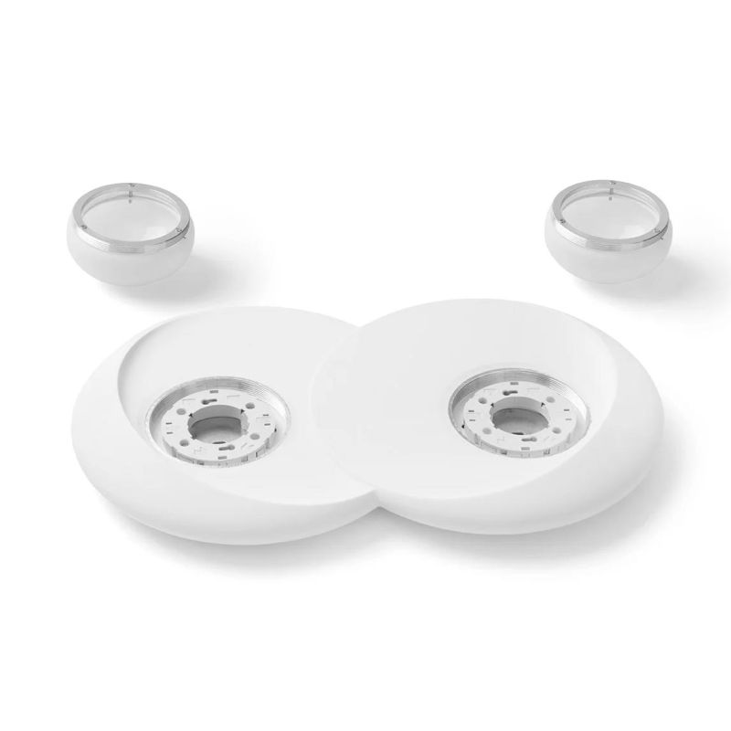 T401 PLAFONIERA MODERNA 2 LUCI IN GESSO BIANCO VERNICIABILE SFERE IN VETRO LAMPADINE ATTACCO GX53 Sforzin Illuminazione - Crista