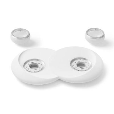 T401 PLAFONIERA MODERNA 2 LUCI IN GESSO BIANCO VERNICIABILE SFERE IN VETRO LAMPADINE ATTACCO GX53 Sforzin Illuminazione - Crista