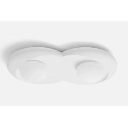 T401 PLAFONIERA MODERNA 2 LUCI IN GESSO BIANCO VERNICIABILE SFERE IN VETRO LAMPADINE ATTACCO GX53 Sforzin Illuminazione - Crista