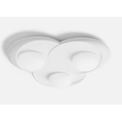 T402 PLAFONIERA MODERNA 3 LUCI IN GESSO BIANCO VERNICIABILE SFERE IN VETRO LAMPADINE ATTACCO GX53 Sforzin Illuminazione - Crista