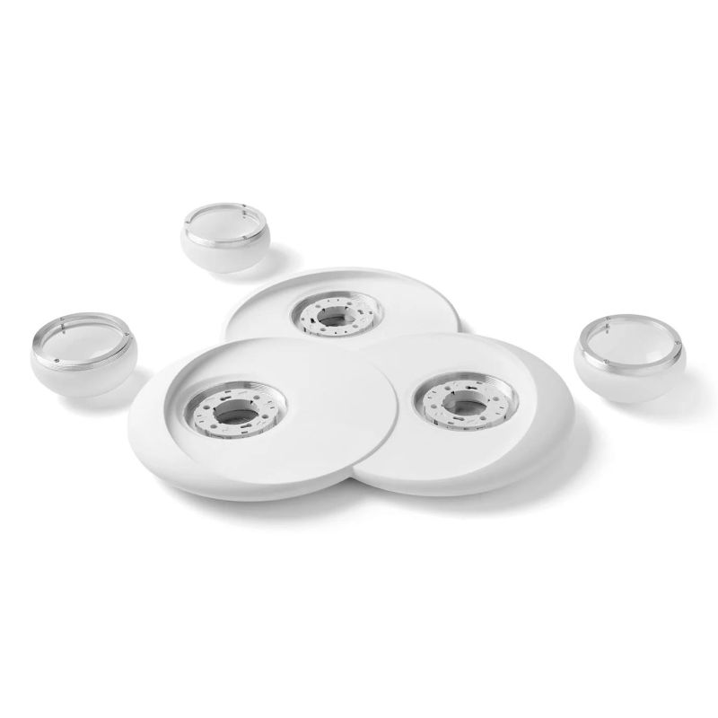 T402 PLAFONIERA MODERNA 3 LUCI IN GESSO BIANCO VERNICIABILE SFERE IN VETRO LAMPADINE ATTACCO GX53 Sforzin Illuminazione - Crista