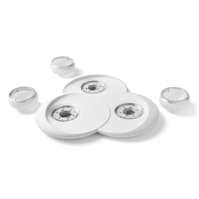 T402 PLAFONIERA MODERNA 3 LUCI IN GESSO BIANCO VERNICIABILE SFERE IN VETRO LAMPADINE ATTACCO GX53 Sforzin Illuminazione - Crista