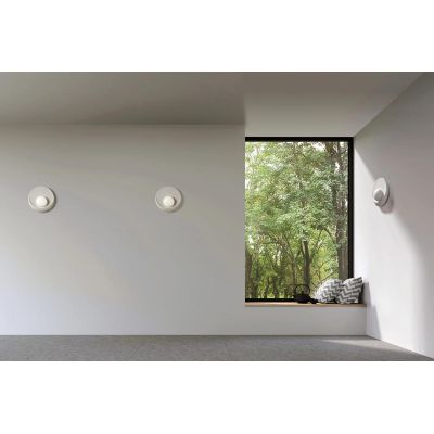 T399 APPLIQUE PICCOLA ROTONDA IN GESSO BIANCO VERNICIABILE CON SFERA IN VETRO LAMPADINA ATTACCO GX53 Sforzin Illuminazione - Cri