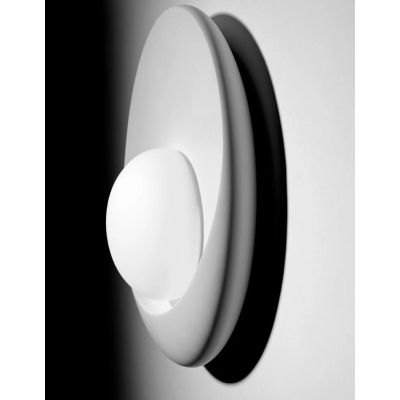 T399 APPLIQUE PICCOLA ROTONDA IN GESSO BIANCO VERNICIABILE CON SFERA IN VETRO LAMPADINA ATTACCO GX53 Sforzin Illuminazione - Cri