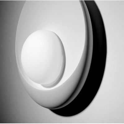 T399 APPLIQUE PICCOLA ROTONDA IN GESSO BIANCO VERNICIABILE CON SFERA IN VETRO LAMPADINA ATTACCO GX53 Sforzin Illuminazione - Cri