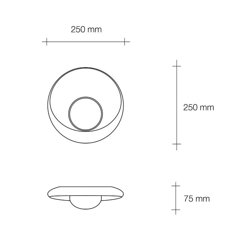 T399 APPLIQUE PICCOLA ROTONDA IN GESSO BIANCO VERNICIABILE CON SFERA IN VETRO LAMPADINA ATTACCO GX53 Sforzin Illuminazione - Cri