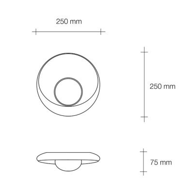 T399 APPLIQUE PICCOLA ROTONDA IN GESSO BIANCO VERNICIABILE CON SFERA IN VETRO LAMPADINA ATTACCO GX53 Sforzin Illuminazione - Cri
