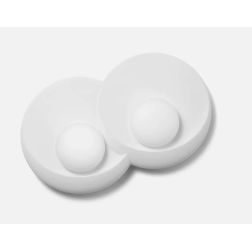 T400 APPLIQUE 2 LUCI TONDEGGIANTE IN GESSO BIANCO VERNICIABILE CON SFERE IN VETRO LAMPADINE ATTACCO GX53 Sforzin Illuminazione -