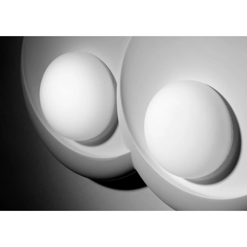 T400 APPLIQUE 2 LUCI TONDEGGIANTE IN GESSO BIANCO VERNICIABILE CON SFERE IN VETRO LAMPADINE ATTACCO GX53 Sforzin Illuminazione -