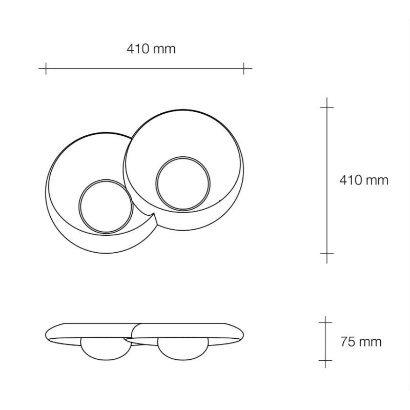 T400 APPLIQUE 2 LUCI TONDEGGIANTE IN GESSO BIANCO VERNICIABILE CON SFERE IN VETRO LAMPADINE ATTACCO GX53 Sforzin Illuminazione -