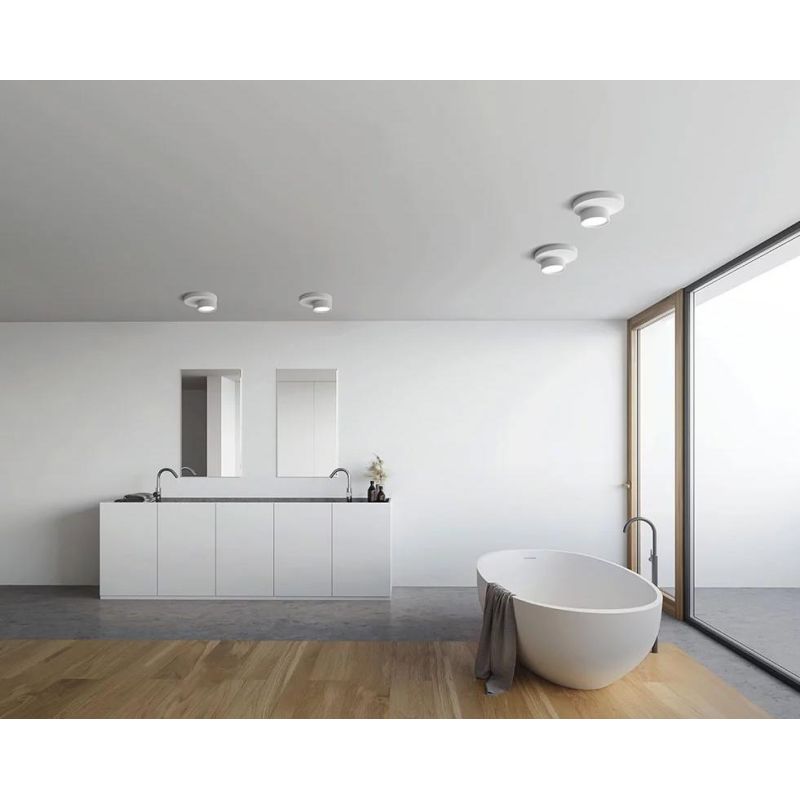 T339 PICCOLA LAMPADA DA SOFFITTO IN GESSO BIANCO VERNICIABILE D16 CM LAMPADINA ATTACCO GX53 Sforzin Illuminazione - Cristalensi