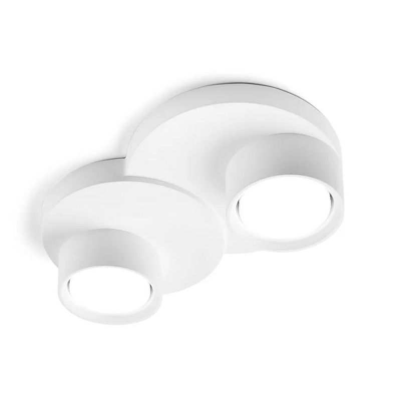 T358 LAMPADA DA SOFFITTO A 2 LUCI IN GESSO BIANCO VERNICIABILE L28,5 CM LAMPADINE ATTACCO GX53 Sforzin Illuminazione - Cristalen