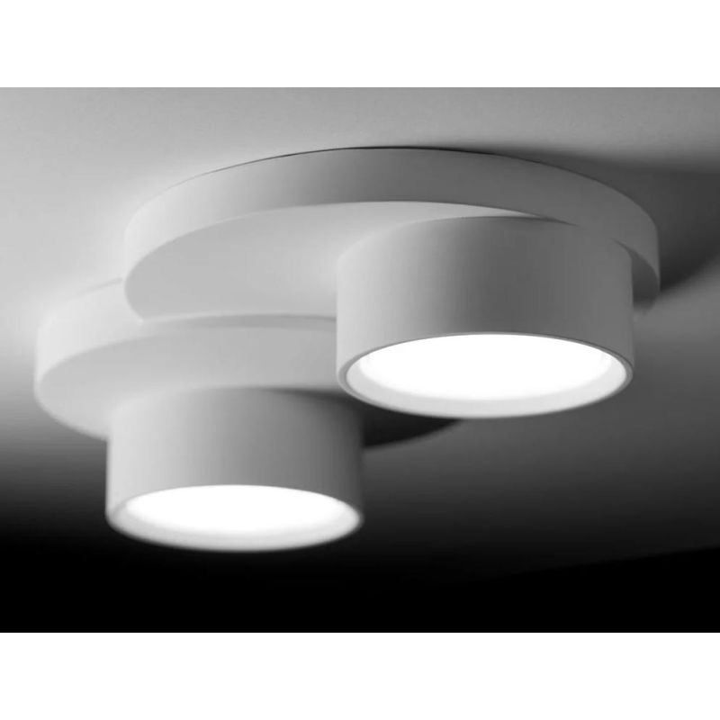 T358 LAMPADA DA SOFFITTO A 2 LUCI IN GESSO BIANCO VERNICIABILE L28,5 CM LAMPADINE ATTACCO GX53 Sforzin Illuminazione - Cristalen
