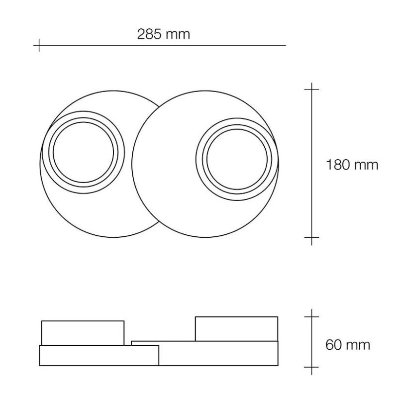 T358 LAMPADA DA SOFFITTO A 2 LUCI IN GESSO BIANCO VERNICIABILE L28,5 CM LAMPADINE ATTACCO GX53 Sforzin Illuminazione - Cristalen