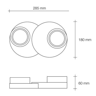 T358 LAMPADA DA SOFFITTO A 2 LUCI IN GESSO BIANCO VERNICIABILE L28,5 CM LAMPADINE ATTACCO GX53 Sforzin Illuminazione - Cristalen