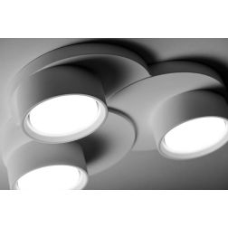 T359 LAMPADA DA SOFFITTO A 3 LUCI IN GESSO BIANCO VERNICIABILE L28 CM LAMPADINE ATTACCO GX53 Sforzin Illuminazione - Cristalensi 2