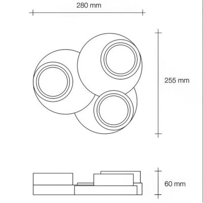 T359 LAMPADA DA SOFFITTO A 3 LUCI IN GESSO BIANCO VERNICIABILE L28 CM LAMPADINE ATTACCO GX53 Sforzin Illuminazione - Cristalensi
