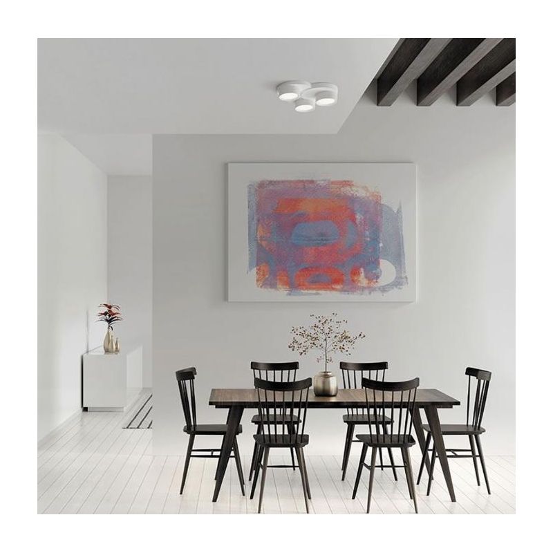 T359 LAMPADA DA SOFFITTO A 3 LUCI IN GESSO BIANCO VERNICIABILE L28 CM LAMPADINE ATTACCO GX53 Sforzin Illuminazione - Cristalensi