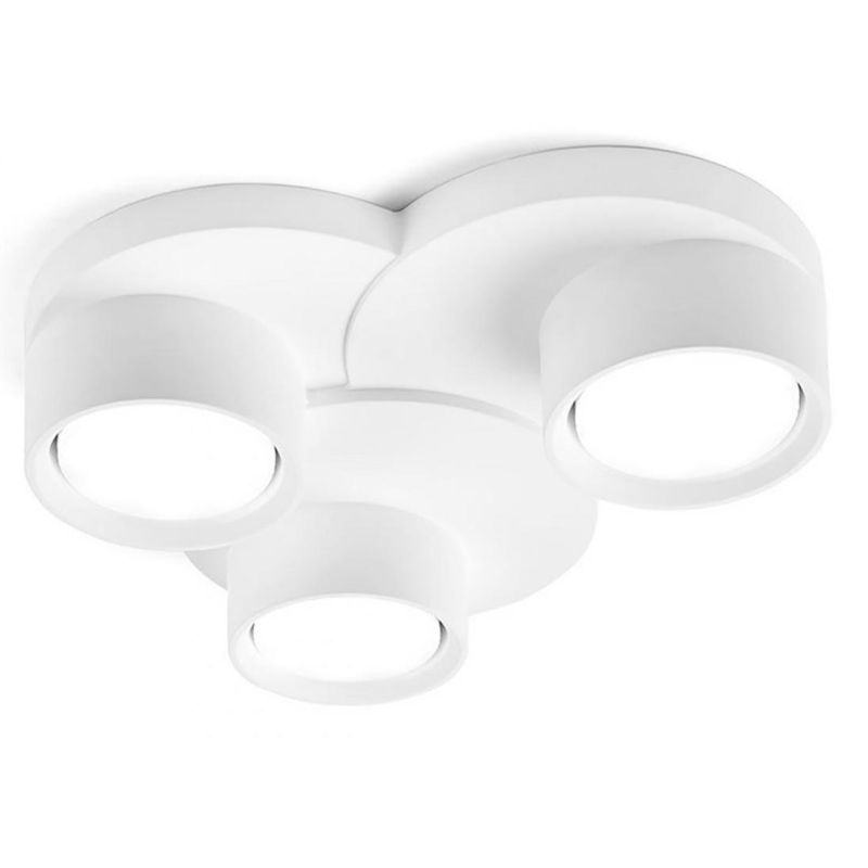 T359 LAMPADA DA SOFFITTO A 3 LUCI IN GESSO BIANCO VERNICIABILE L28 CM LAMPADINE ATTACCO GX53 Sforzin Illuminazione - Cristalensi