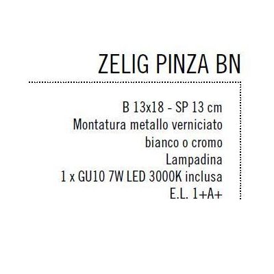 ZELIG PINZA BIANCO,NERO O CROMO FARETTO DIREZIONABILE CON LAMPADINA LED 7W INCLUSA Illuminando - Cristalensi Shop Online