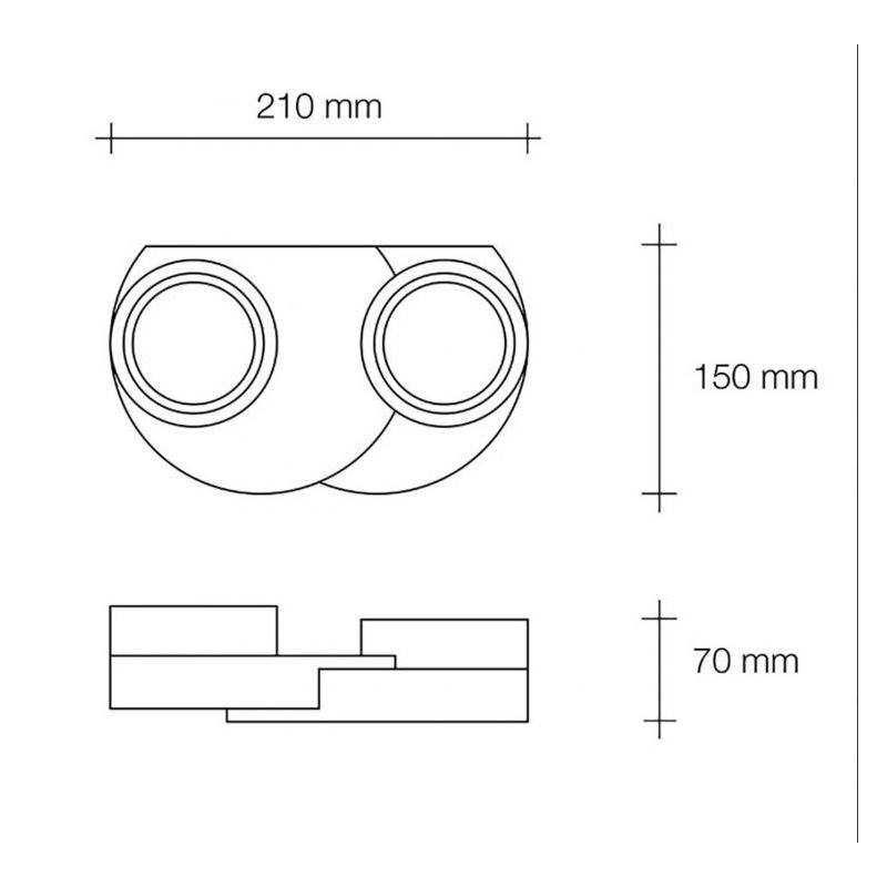 T361 APPLIQUE A 2 LUCI MODERNA IN GESSO BIANCO VERNICIABILE LAMPADINE ATTACCO GX53 Sforzin Illuminazione - Cristalensi Shop Onli