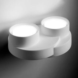 T361 APPLIQUE A 2 LUCI MODERNA IN GESSO BIANCO VERNICIABILE LAMPADINE ATTACCO GX53 Sforzin Illuminazione - Cristalensi Shop Onli 2