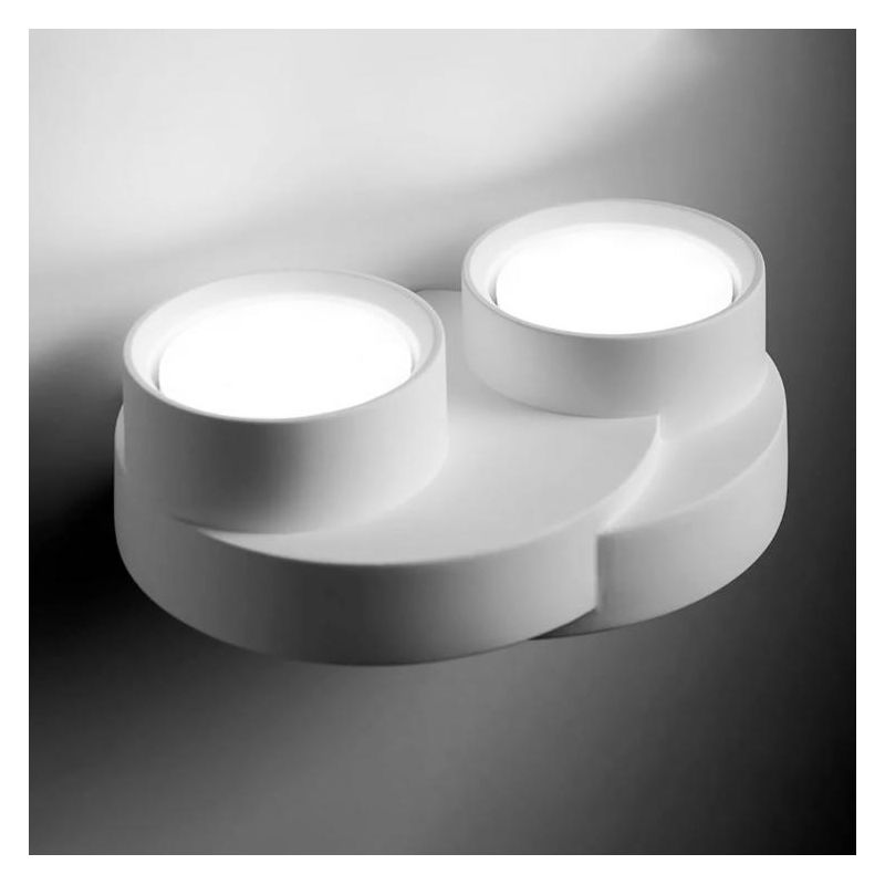 T361 APPLIQUE A 2 LUCI MODERNA IN GESSO BIANCO VERNICIABILE LAMPADINE ATTACCO GX53 Sforzin Illuminazione - Cristalensi Shop Onli