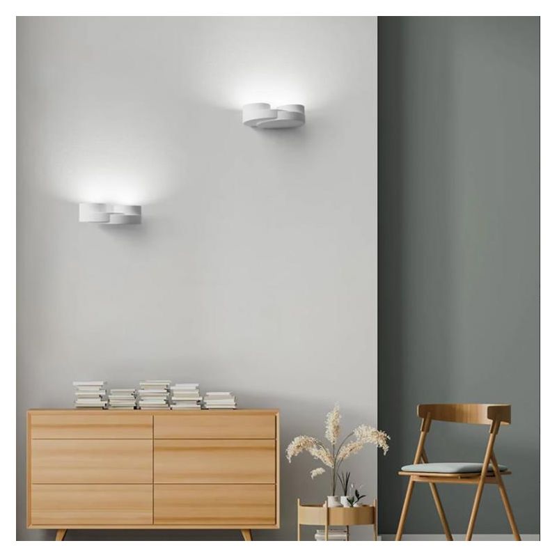 T361 APPLIQUE A 2 LUCI MODERNA IN GESSO BIANCO VERNICIABILE LAMPADINE ATTACCO GX53 Sforzin Illuminazione - Cristalensi Shop Onli