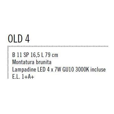 OLD 4 BINARIO PARETE SOFFITTO METALLO BRUNITO FARETTI DIREZIONABILE A LED SOSTITUIBILI Illuminando - Cristalensi Shop Online