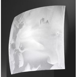 NUVOLA PLAFONIERA MODERNA IN VETRO BIANCO SATINATO SFUMATO IN BIANCO LATTE LAMPADINE 2XE27 Familamp - Cristalensi Shop Online