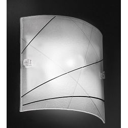 LINEA APPLIQUE MODERNA IN VETRO BIANCO SATINATO CON DECORO NERO LAMPADINE 2XE27 Familamp - Cristalensi Shop Online