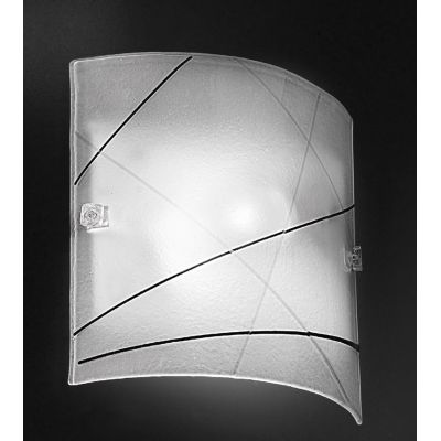 LINEA APPLIQUE MODERNA IN VETRO BIANCO SATINATO CON DECORO NERO LAMPADINE 2XE27 Familamp - Cristalensi Shop Online