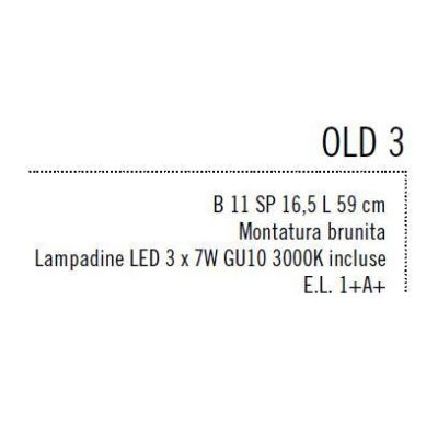 OLD 3 BINARIO PARETE SOFFITTO METALLO BRUNITO FARETTI DIREZIONABILE A LED GU10 7W Illuminando - Cristalensi Shop Online