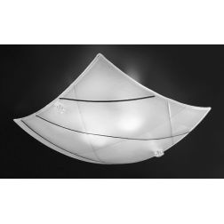 LINEA PLAFONIERA QUADRATA 48X48 IN VETRO BIANCO SATINATO CON DECORO NERO LAMPADINE 2XE27 Familamp - Cristalensi Shop Online 2