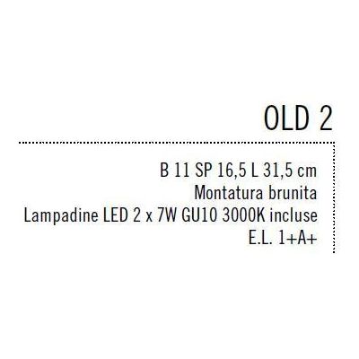 OLD 2 BINARIO PARETE SOFFITTO METALLO BRUNITO FARETTI DIREZIONABILE A LED GU10 7W Illuminando - Cristalensi Shop Online