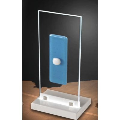 SQUARE LUMETTO IN VETRO H31 CM CON DECORO CENTRALE IN 5 COLORI MADE IN ITALY Familamp - Cristalensi Shop Online