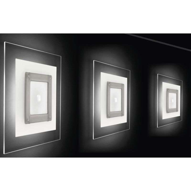 SQUARE PLAFONIERA MODERNA IN VETRO CM 48X48 CON DECORO IN 5 COLORI MADE IN ITALY Familamp - Cristalensi Shop Online