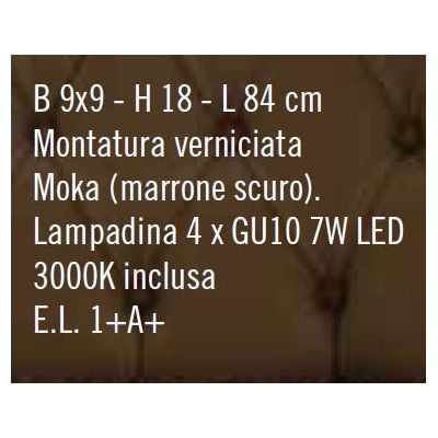 TORCIA 4 PLAFONIERA APPLIQUE BIANCO O MOKA CON LAMPADINE LED INCLUSE DIREZIONABILI Illuminando - Cristalensi Shop Online