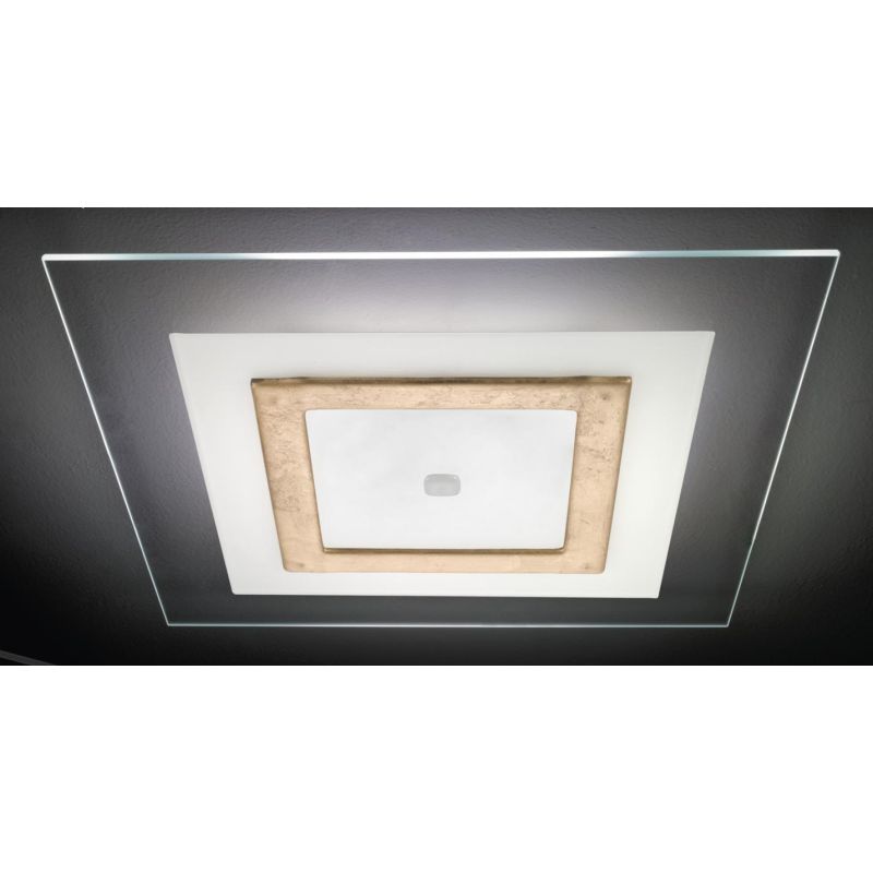SQUARE PLAFONIERA MODERNA IN VETRO CM 58X58 CON DECORO CENTRALE IN 5 COLORI MADE IN ITALY Familamp - Cristalensi Shop Online