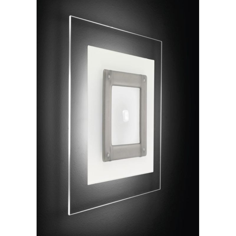 SQUARE PLAFONIERA MODERNA IN VETRO CM 58X58 CON DECORO CENTRALE IN 5 COLORI MADE IN ITALY Familamp - Cristalensi Shop Online