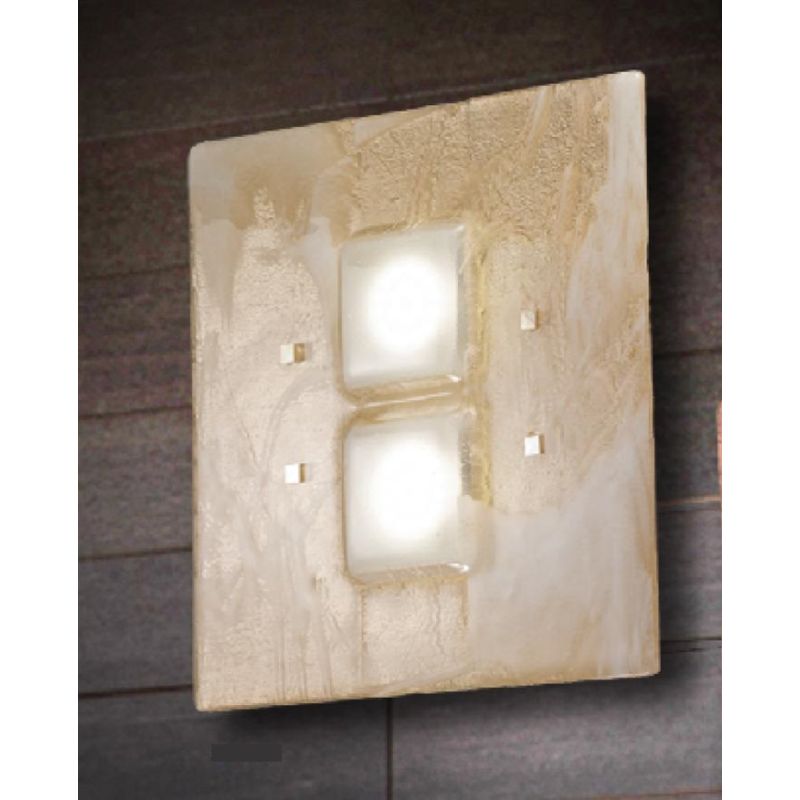 ASTRO PLAFONIERA 38X38 IN VETRO DECORO FOGLIA ORO,RAME O ARGENTO MADE IN ITALY Familamp - Cristalensi Shop Online