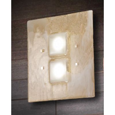 ASTRO PLAFONIERA 38X38 IN VETRO DECORO FOGLIA ORO,RAME O ARGENTO MADE IN ITALY Familamp - Cristalensi Shop Online