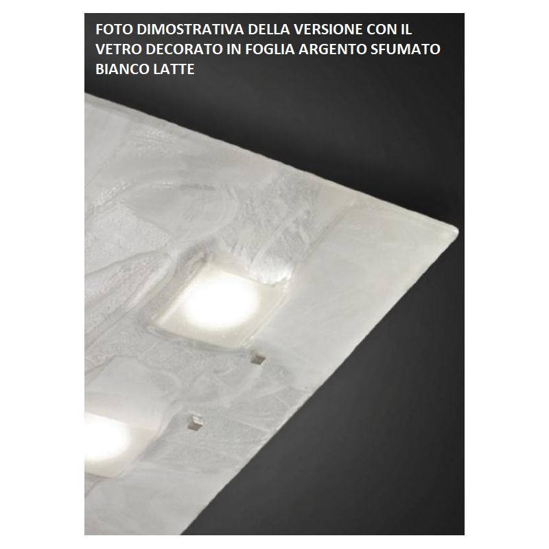 ASTRO PLAFONIERA 38X38 IN VETRO DECORO FOGLIA ORO,RAME O ARGENTO MADE IN ITALY Familamp - Cristalensi Shop Online