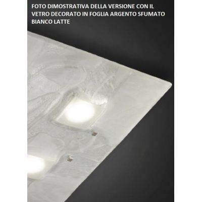 ASTRO PLAFONIERA 38X38 IN VETRO DECORO FOGLIA ORO,RAME O ARGENTO MADE IN ITALY Familamp - Cristalensi Shop Online
