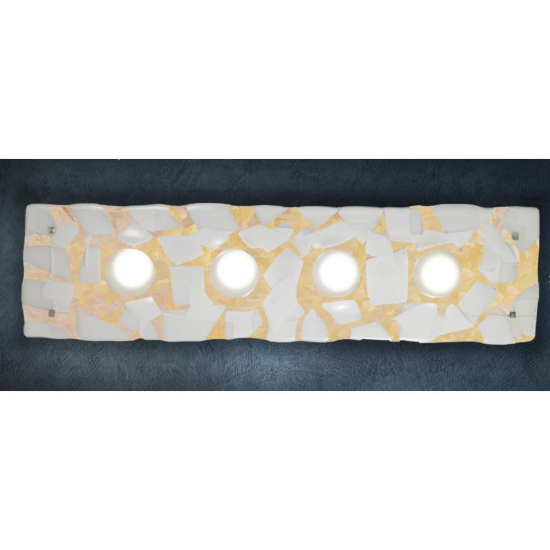 LODGE APPLIQUE GRANDE 96X25 IN VETRO LAVORATO IN ITALIA DECORO FOGLIA ORO O ARGENTO Familamp - Cristalensi Shop Online