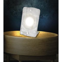 LODGE LUMETTO PICCOLO IN VETRO LAVORATO IN ITALIA DECORO FOGLIA ORO O ARGENTO Familamp - Cristalensi Shop Online